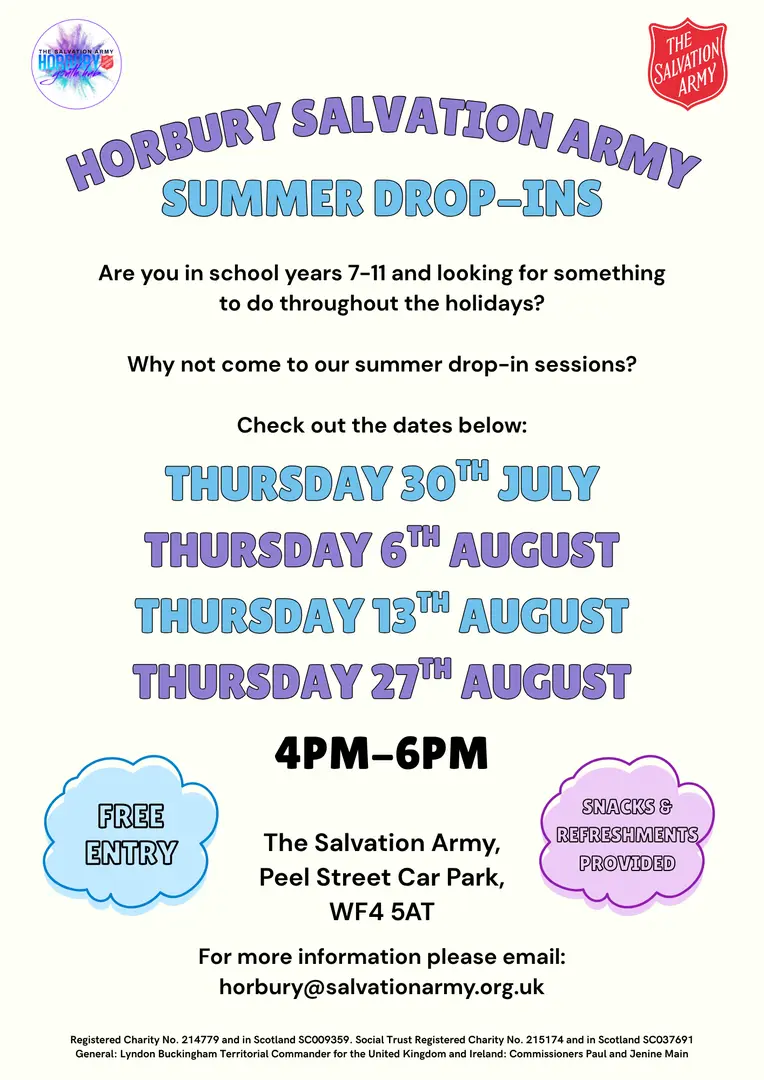 Poster showing information about summer activities