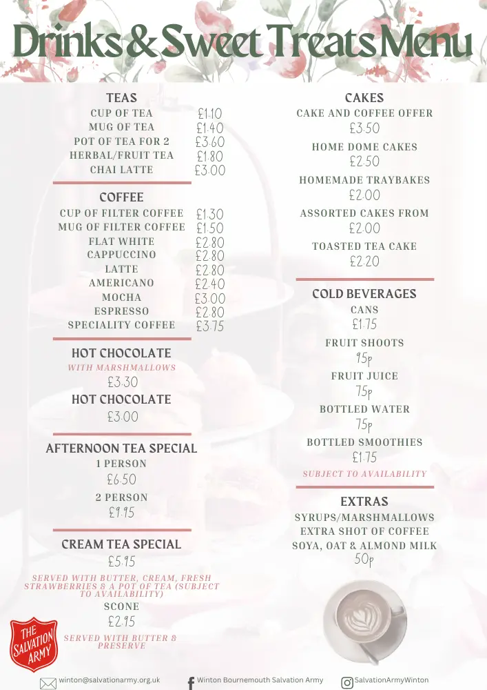 Drinks & Sweet Treats Menu