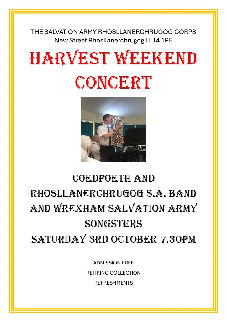 Harvest Programme Sat 3rd October 2026 7.30pm