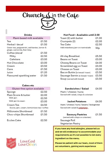 Mold Salvation Army Autumn Menu