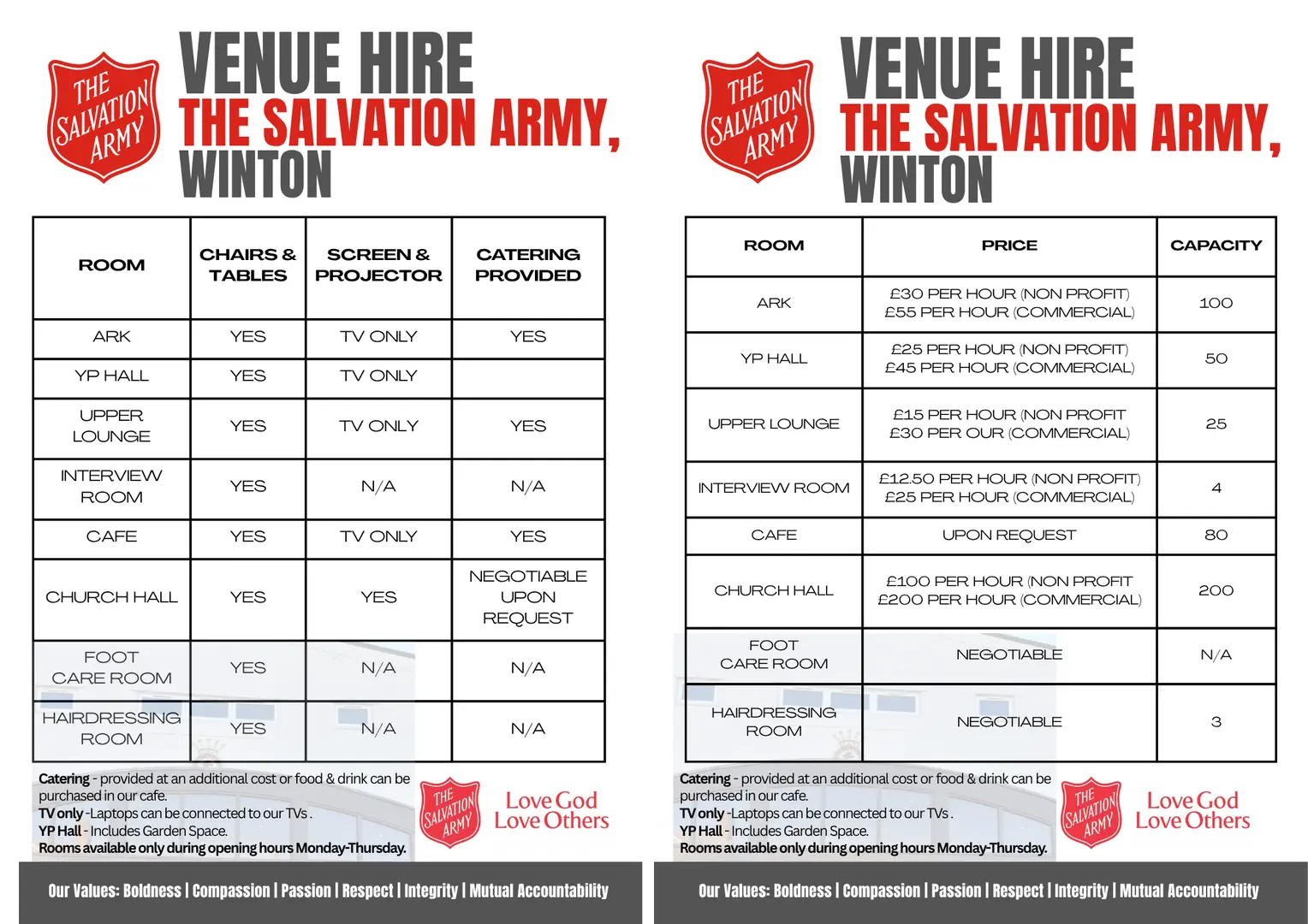 Venue Hire Leaflet