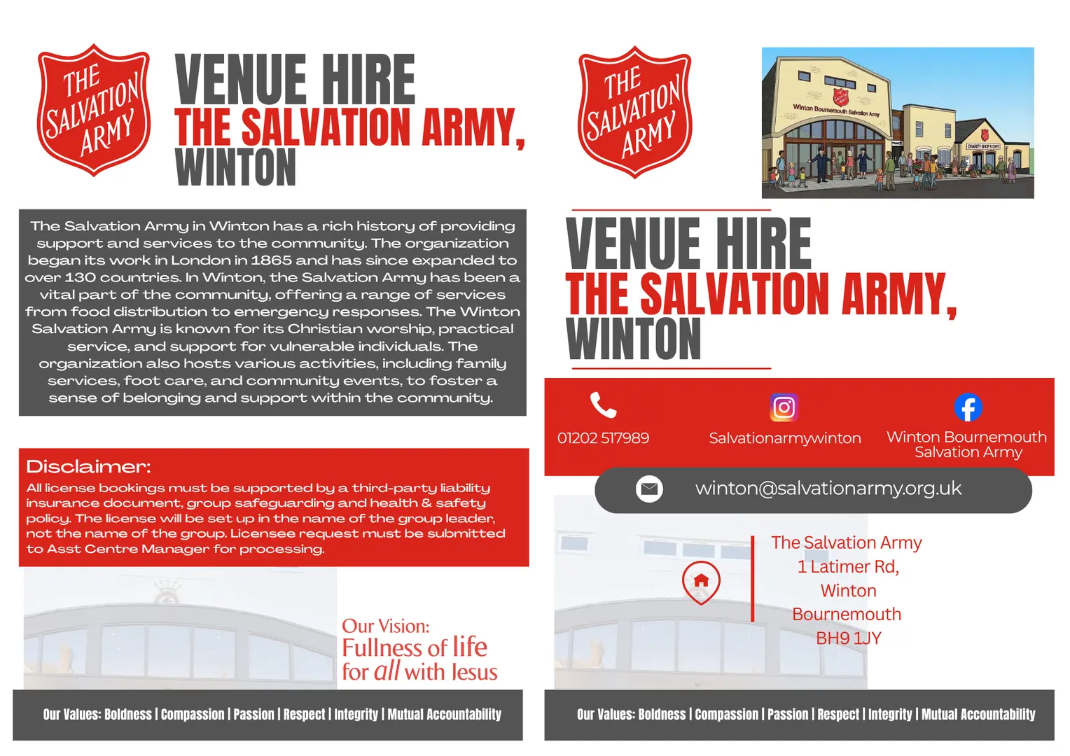 Venue Hire Leaflet