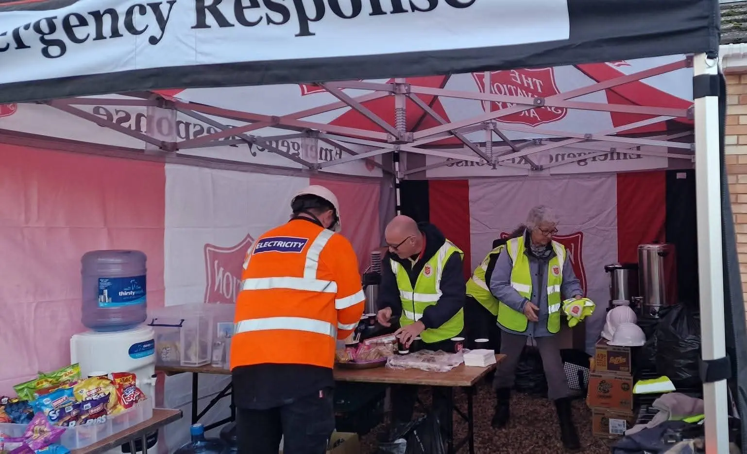 Emergency Response tent serving tea